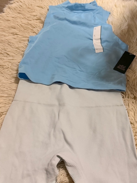 wild fable Other - wild fable Light Blue Ribbed Tank and Bike Shorts Set